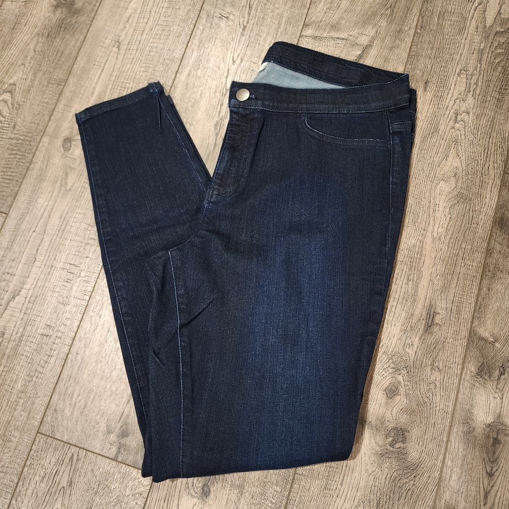 J Jill Womens Denim Leggings Size 14 Tall Blue Dark Wash